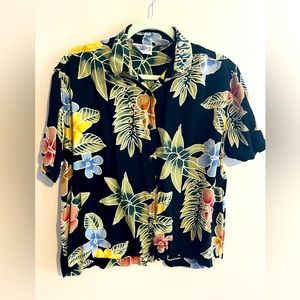 Vintage Back East batik floral button down top size small